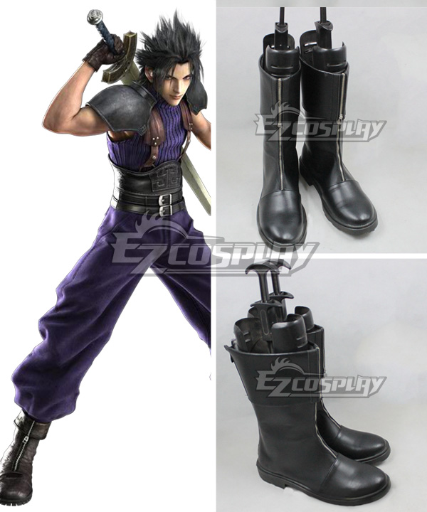 Crisis Core:Final Fantasy VII Zack Fair Black Shoes Cosplay Boots