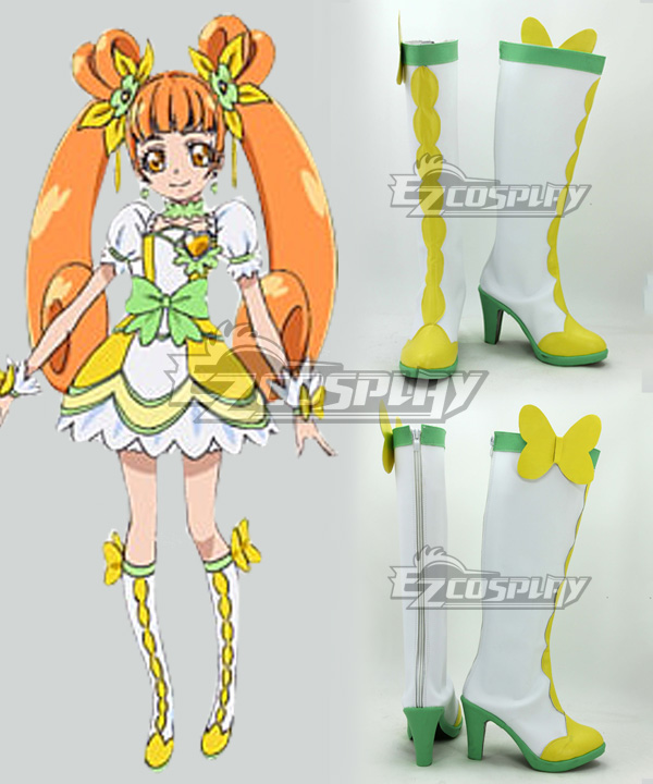 Cure Rosetta Doki Doki! Pretty Cure Heart Yotsuba Alice White Green Cosplay Boots
