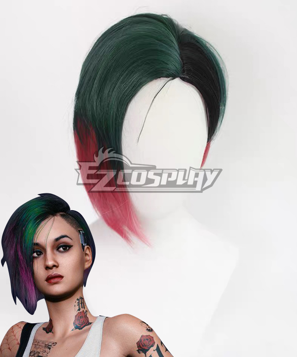 Cyberpunk 2077  Judy Alvarez Green Purple Cosplay Wig
