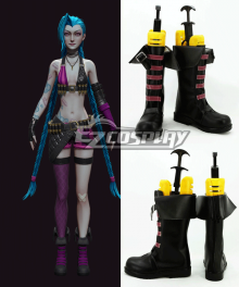 LOL League Of Legends Loose Cannon Jinx Black Shoes Cosplay Boots