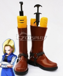 Dragon Ball Android 18 Brown Shoes Cosplay Boots