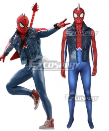 Marvel Video Game PS4 Spider Man Peter Parker Punk Rock SpiderMan Spider-Man Spandex Zentai Jumpsuit Cosplay Costume