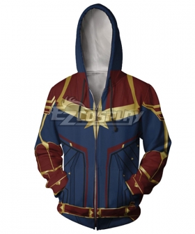 2019 Movie Captain Marvel Carol Danvers Printed Coat Hoodie Cosplay Costume