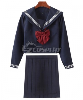 Deep Blue Long Sleeves School Uniform Cosplay Costume ESU010Y