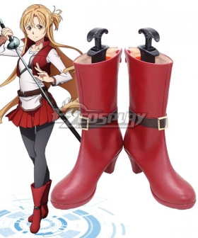 Sword Art Online Progressive: Aria of a Starless Night SAO Yuuki Asuna Yuki Asuna Red Shoes Cosplay Boots