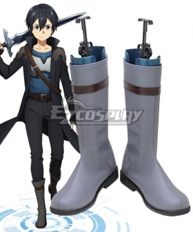 Sword Art Online Progressive: Aria of a Starless Night Kirito Gray Shoes Cosplay Boots