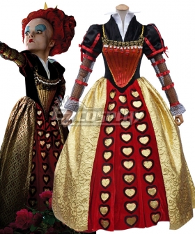 Alice's Adventures in Wonderland Queen of Hearts Red Queen Red Dress Cosplay Costume