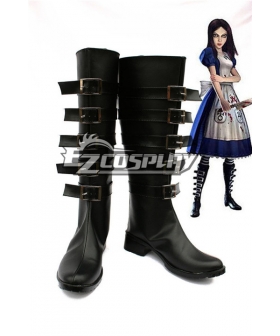 Alice: Madness Returns Cosplay Black Shoes Cosplay Boots
