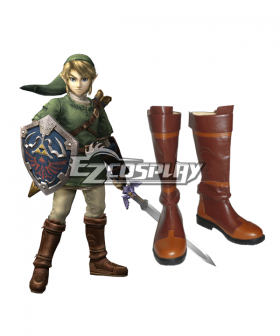 The Legend of Zelda Zeruda no Densetsu Twilight Princess Link Brown Shoes Cosplay Boots