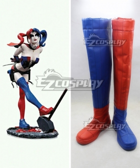DC Batman Harley Quinn Blonde Anime Red Blue Cosplay Boots