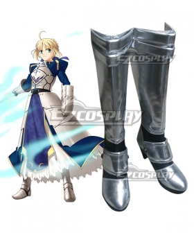 Fate Stay Night Fate Zero Saber Altria Pendragon King Arthur Silver Shoes Cosplay Boots - A Edition