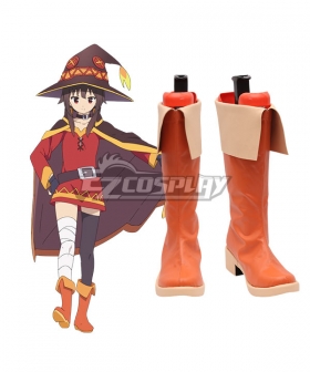 Kono Subarashii Sekai ni Shukufuku o Megumin Orange Shoes Cosplay Boots