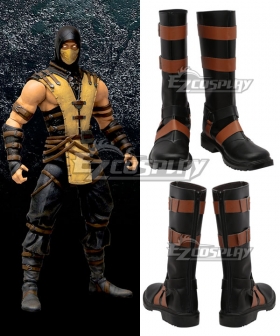 Mortal Kombat X Scorpion Black Shoes Cosplay Boots