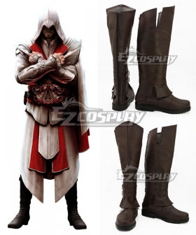 Assassin's Creed II Ezio Auditore Brown Shoes Cosplay Boots - A Edition