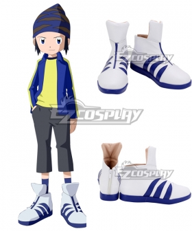 Digimon Frontier Koji Minamoto White Blue Cosplay Shoes