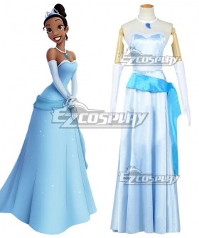 Disney Princess and the Frog Princess Tiana Blue Dress Cosplay Costume