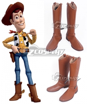 Disney Toy Story Woody Cowboy Brown Shoes Cosplay Boots