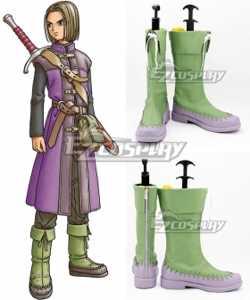Dragon Quest XI: Echoes Of An Elusive Age Hero Green Purple Shoes Cosplay Boots