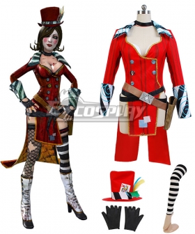 Borderlands Mad Moxxi Halloween Outfit Suit Attire Hat Belt Set Red Cosplay Costume