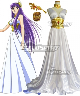 Saint Seiya Knights of the Zodiac Athena White Dress Cosplay Costume - B Edition