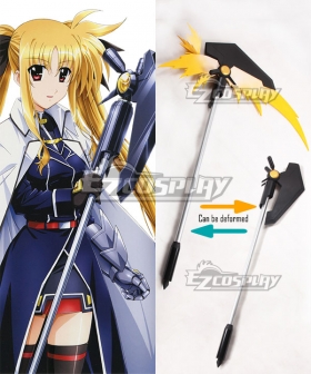 Magical Girl Lyrical Nanoha Fate Testarossa Harlaown Bardiche Staves Scythe Cosplay Weapon Prop - Can be deformed