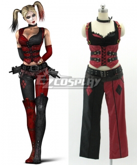 DC Comics Batman Arkham Asylum City Harley Quinn Red Cosplay Costume