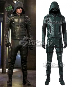 DC Comics Green Arrow Season 5 Oliver Queen Arrow Cosplay Costume - Including Boots