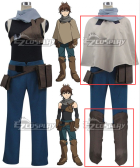 Grimgar of Fantasy and Ash Haruhiro Cosplay Costume - Only Cloak, Breastplate, Gloves, Belt, Waist Bag and Leg wear
