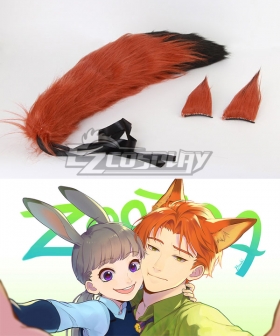 Disney Zootopia Nicholas P. Wilde Fox Nick Ears and Tail Cosplay Accessory Prop
