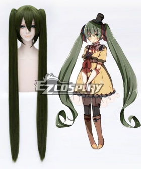 Vocaloid Miku Charming Long Straight Stylish Olive Green Cosplay Wig with Bunches