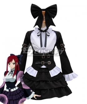 Fairy Tail Erza Scarlet Black Maid Dress Cosplay Costume