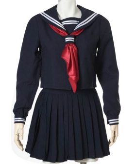 Deep Blue Long Sleeves Sailor Uniform Cosplay Costume