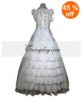 Cutton White Lace Sleeveless Gothic Lolita Dress