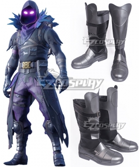 Fortnite Battle Royale Raven Silver Shoes Cosplay Boots