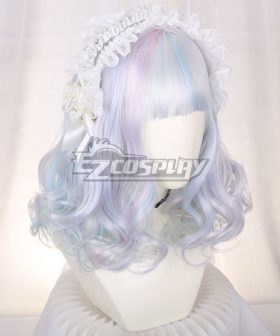 Japan Harajuku Lolita Seriest Diamond Color Light Blue Cosplay Wig - Only Wig