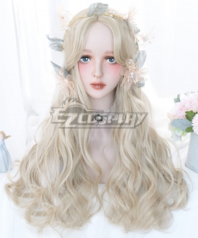 Japan Harajuku Lolita Seriest Light Golden Long Cosplay Wig - Only Wig