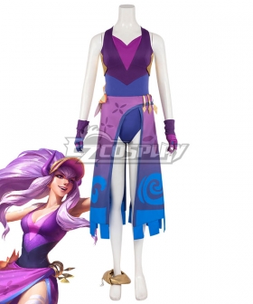 New LOL Magic Girl Star Guardien Syndra Purple Cosplay Costume Fighting Dress 