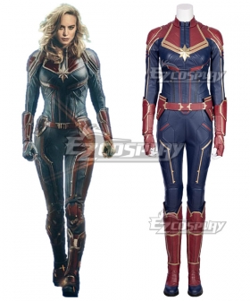 Marvel 2019 Movie Captain Marvel Carol Danvers Printed Cosplay Costume - A Edition