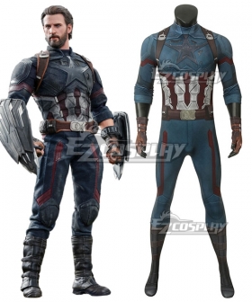 Marvel Avengers 3: Infinity War Captain America Steven Rogers Zentai Jumpsuit Cosplay Costume    