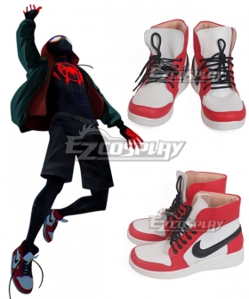 Marvel Spiderman Spider-Man: Into The Spider-Verse Miles Morales Red White Cosplay Shoes