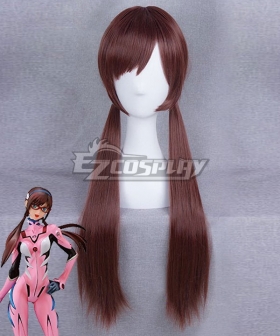 EVA Neon Genesis Evangelion Mari Makinami Illustrious Red Brown Cosplay Wig