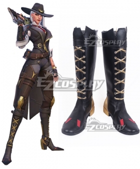 Overwatch OW New Hero Ashe Black Shoes Cosplay Boots
