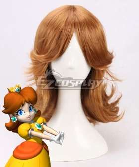 Super Mario Bros Princess Daisy Orange Brown Cosplay Wig