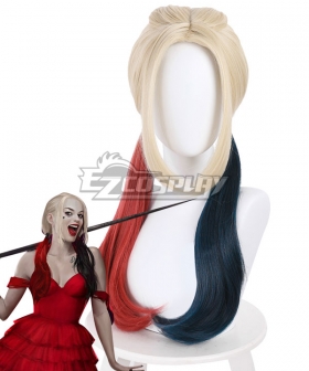 The Suicide Squad 2 Harley Quinn  Blue Red Cosplay Wig