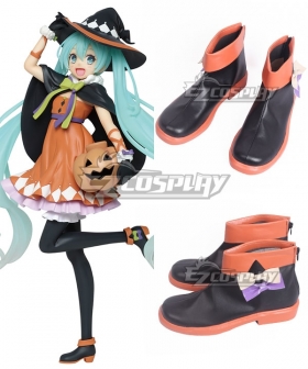 Vocaloid Hatsune Miku 2nd Season Halloween Ver. Black Orange Cosplay Shoes