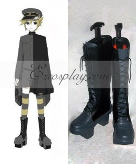 Vocaloid Thousand Cherry Tree Kagamine Len Blue and Black Shoes Cosplay Boots