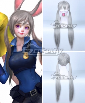 Disney Zootopia Officer Judy Hopps Silver white Cosplay Wig 410C