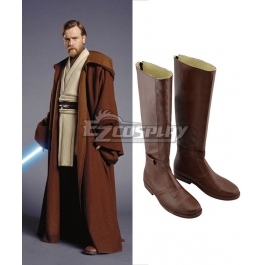 New Star Wars Cosplay Jedi Knight Obi-Wan Kenobi Shoes Brown Boot  J.027 