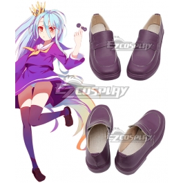 No Game No Life Shiro Purple Cosplay Shoes Student JK Uniform Flat Heels Boots 
