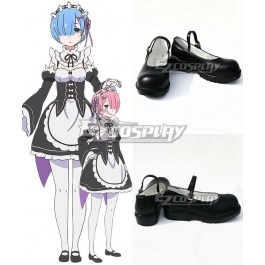 Re: Life In A Different World From Zero Rem Ram Black Cosplay Shoes